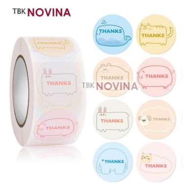 [KODE 181] STIKER THANK YOU CUTE ANIMAL/ STIKER LABEL SEGEL 2.5cm