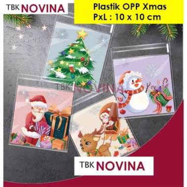[10PCS] PLASTIK OPP NATAL / PLASTIK ROTI CHRISTMAS / PLASTIK BISKUIT DENGAN LEM / PLASTIK OPP SEAL M