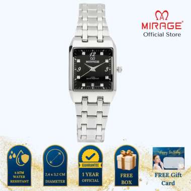 Mirage Jam Tangan Wanita Analog 7716 L Silver Original Stainless Plat Hitam