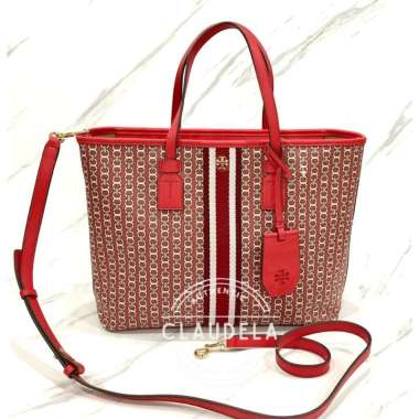 Tory Burch Gemini Link Canvas Small Tote in Dutch Red