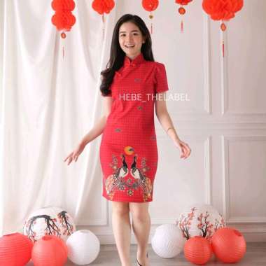 Dress Imlek Dress Merah Cheongsam Wanita CNY Baju Imlek S