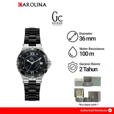 Jam Tangan Wanita GC Y42002L2 Black Dial Black Stainless Steel Strap
