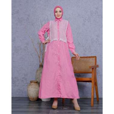 Warna Warni Brand Dress Salur Riana Bahan Katun Premium Flamingo