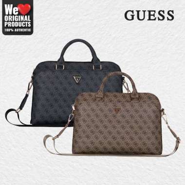 Computer Bag 15" Tas Laptop GUESS 4G Zipper Pocket Triangle Brown