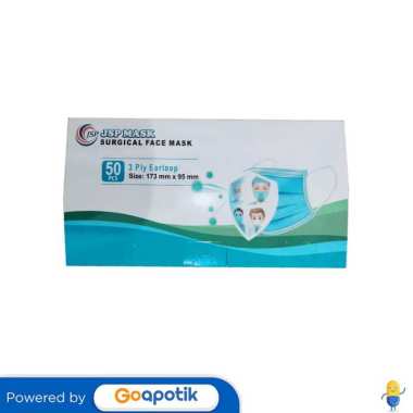 JSP MASK 3PLY SURGICAL FACE MASK EARLOOP PUTIH BOX 50 PCS