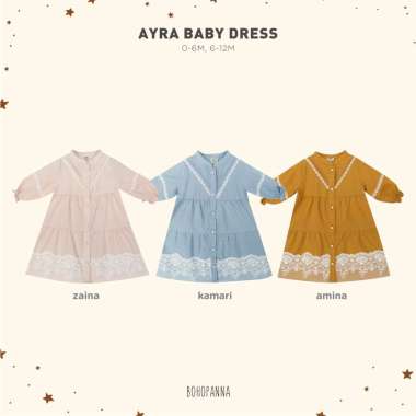 BOHOPANNA - RAYA COLLECTION - AYRA BABY DRESS - Dress Bayi Perempuan - Baju Muslim - Baju Raya - Gam
