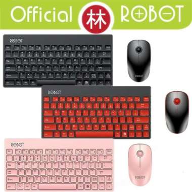 KEYBOARD AND MOUSE ROBOT KM3000 PORTABLE MINI WIRELESS BLACK PINK