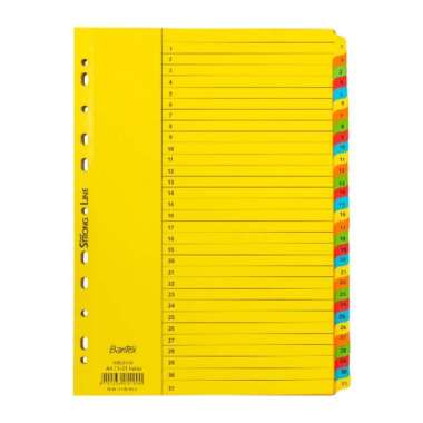 Bantex Kertas Pembatas / Pembatas Kertas Binder Ukuran A4 Tipe Abjad Dan Nomor 1-31