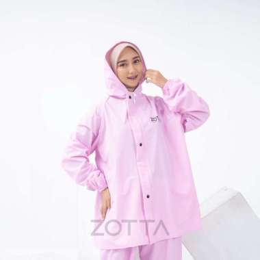ZOTTA Jas Hujan Wanita Pink Pastel Lucu Aesthetic Stelan Celana PINK
