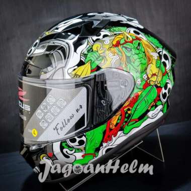 ZEUS HELM ZS826 | BLACK BK16 GREEN | ZS 826 - ZEUS 826 FLAT VISOR L
