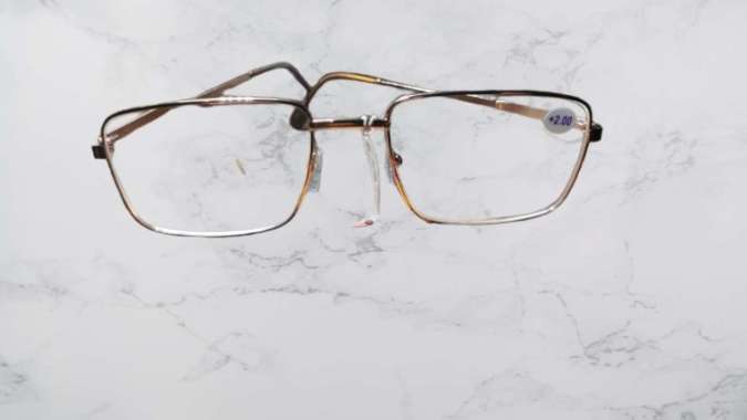 Kaca mata plus atau kaca mata bantu baca , frame kawat warna gold tersedia ukuran +100 s/d +400 | Da