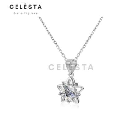 Estee Pendant - Kalung 0.8 CaraT berlian Moissanite diamond Silver 925 Celesta
