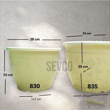 POT BULAT MOTIF BUNGA 835 830 GM / POT BUNGA PUTIH 830