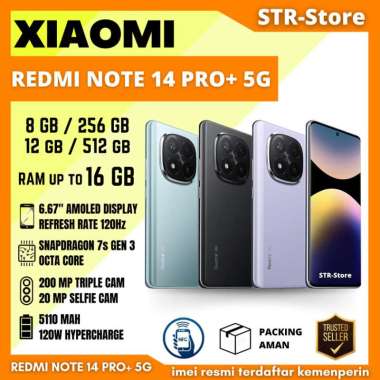 XIAOMI REDMI NOTE 14 PRO+ 5G 12/512 GB GARANSI RESMI XIAOMI ANDROID REDMI NOTE 14 PRO+ 5G 8/256 GB N