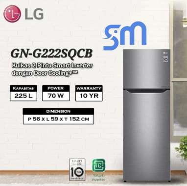 Kulkas LG GN-G222SQCB 2 pintu Smart Inverter GNG222SQCB 225 L 272SQCB