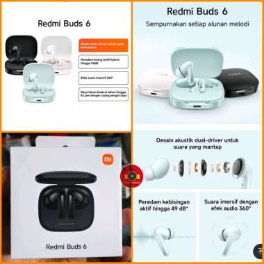 TWS Xiaomi Redmi Buds 6 ANC Earphone Headset Bluetooth Wireless Earbuds