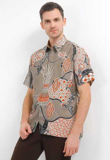Arjuna Weda Hem Body Fit Batik Sawat Sisik Naga 53285114 - Taupe S