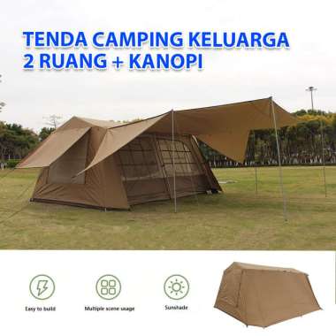 Tenda Camping Keluarga 2 Ruang 8 - 12 Orang Dengan Kanopi | Tenda Camping Family Outdoor Waterpoof