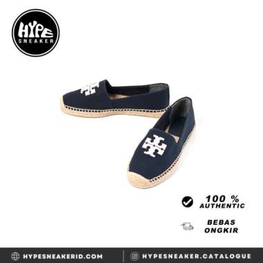 Sepatu TORY BURCH LOGO WHITE BLACK ESPADRILLES 100% ORIGINAL 36