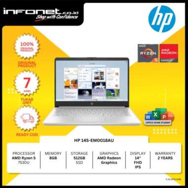 HP 14S-EM0018AU RYZEN 5 7530U 8GB 512GB SSD 14" FHD WIN11 OHS21