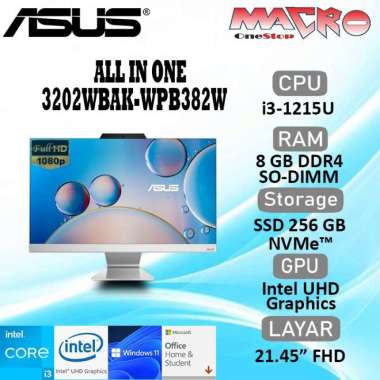 ASUS AIO A3202WBAK-WPB382W i3-1215U 8GB SSD 256GB 21.5" FHD WIN11