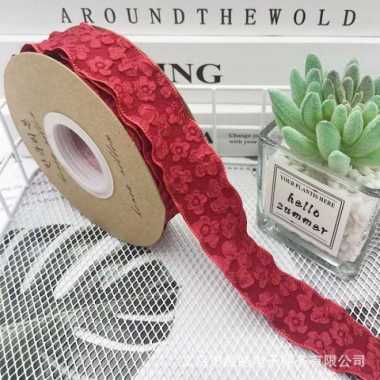 1ROLL Pita Kain Crinkle [2.5/4cm] Gelombang Motif Bunga Timbul / Pita Buket Hampers 4CM COKLAT