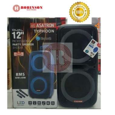 ASATRON SPEAKER PORTABLE BLUETOOTH 2 X 12" + 2 MIC WIRELESS - TYPHOON