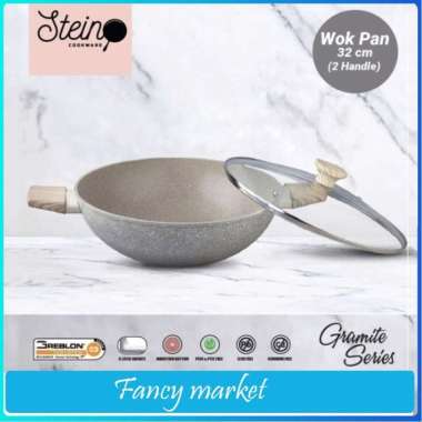 Stein Cookware Wok Pan 32 cm Peralatan Masak Panci Penggorengan Granit