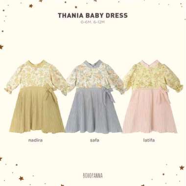 BOHOPANNA - THANIA BABY DRESS - DRES ANAK - GAMIS ANAK PEREMPUAN 0-6 Bulan Nadira