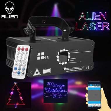 Alien Lampu Proyektor Disco RGB Animation Laser Bluetooth DMX512 500mW - F6A - Black