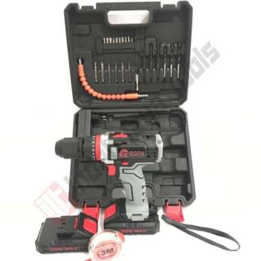 EDON ED2-1810D 18V Mesin Bor Cordless Baterai Charger Cas Besi Kayu