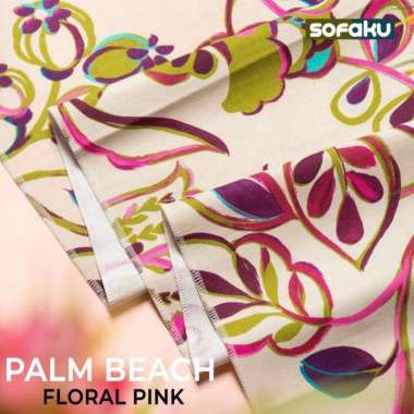 PALM Beach Kain Motif - Yugos Bahan Bunga Motif Abstract Lukisan Kain Floral Pink