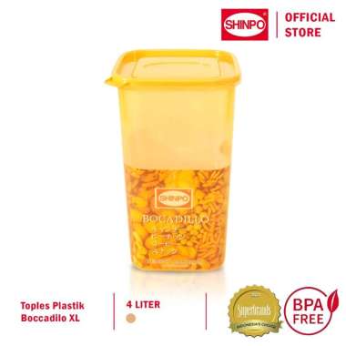 SHINPO Toples Plastik Wadah Makanan Kapasitas 4 L Tempat Cemilan Boccadillo Food Storage SIP-304XL O