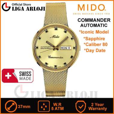 MIDO M8429.3.22.13 Commander 1959 Automatic Jam Tangan Pria Gold Swiss Made Original M842932213