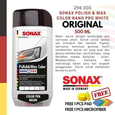 SONAX Polish & Wax Color Nano Pro White 500ml, Pengkilap Mobil Putih