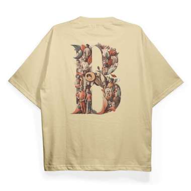 BENIDSON Oversized T-Shirt Cream Floral Monogram - M