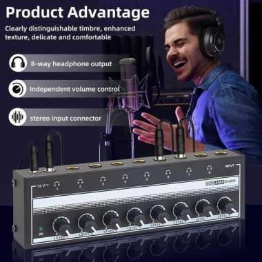 Micro Audio Amplifier Headphone Splitter 8 Channel Volume Control HA800 Amplifier Headphone Xinyi He