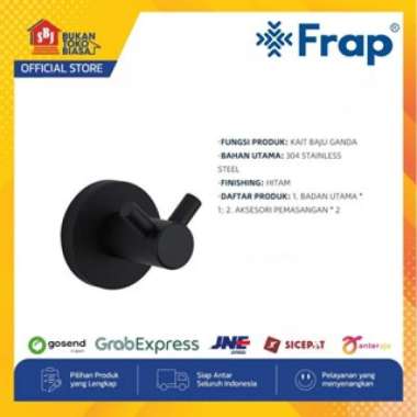 Frap If30205-2 Robe Hook Double Black Gantungan Baju Hook Dobel Kamar Mandi