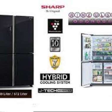 KULKAS 4 PINTU SHARP 639 LITER PLASMACLUSTER SJIF-91PGGB GLASS DOOR