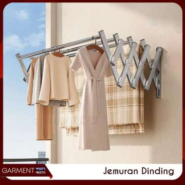 Jemuran Baju Dinding Tarik Lipat Rak Jemuran Pakaian Bedcover Multilayer Stainless Steel Anti Karat
