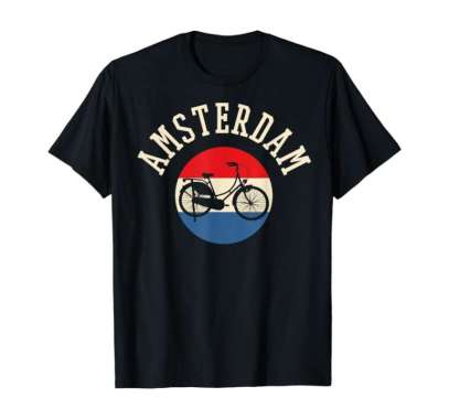 Kaos Baju Belanda Amsterdam Sepeda Holland SOUVENIR oleh oleh SUVENIR SIZE 3XL HITAM