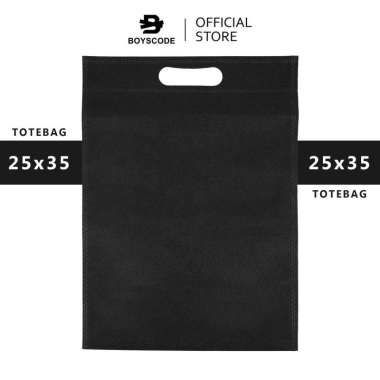 BOYSCODE Tas Totebag Spunbond Exclusive Hitam Polos / Goodie Bag / Tas Belanja Souvenir / Shopping B