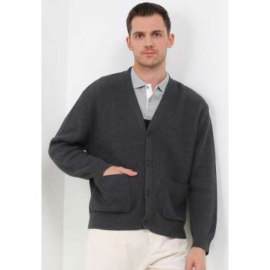 Obermain Cardigan Pria DJOCKEY Dark Gray OPG25001DG Dark Gray M