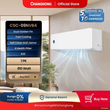 CHANGHONG AC 1 PK STANDARD CSC-09NVB4 [INDOOR + OUTDOOR UNIT ONLY] [FAST COOLING] [ECO MODE]