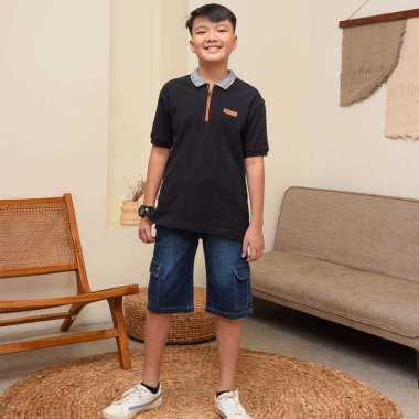Rodeo Junior Polo Shirt/ Kaos Polo Anak Laki Black Embro/ Donald Duck S