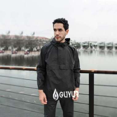 jas hujan GUYUR KANGAROO RAINCOAT Anti Bocor kantung Kangguru XXL Hitam