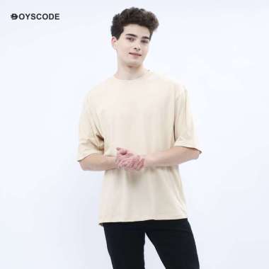 BOYSCODE Kaos Polos Oversize Basic Oneck Lengan Pendek Pria Khaki / Men T-Shirt Premium Cotton M