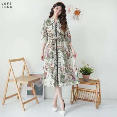Evercloth Jofe Dress Batik Perempuan Lengan Panjang Tunik Batik Wanita Kancing Sarimbit Batik Couple