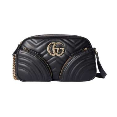 [12.12 Dealcember] Gucci GG Marmont 2.0 Small Shoulder Bag with Multi Pocket Black Ghw Black