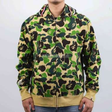 BAPE YELLOW CAMO SHARK FULL ZIP HOODIE M